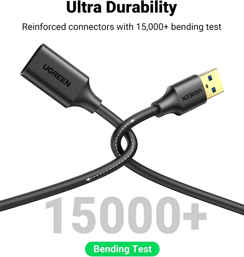 UGreen USB 3.0 A Male To Female Extension Cable - 2m (Black) (US129/10373)
