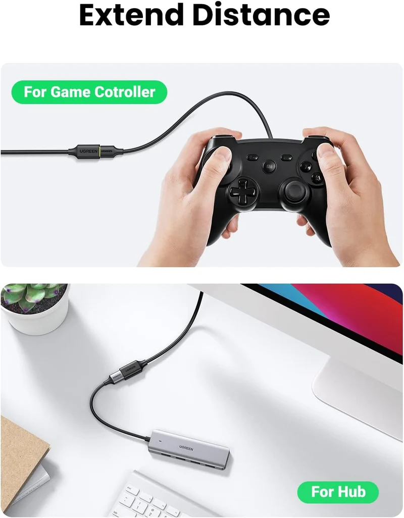 UGreen USB 3.0 A Male To Female Extension Cable - 2m (Black) (US129/10373)