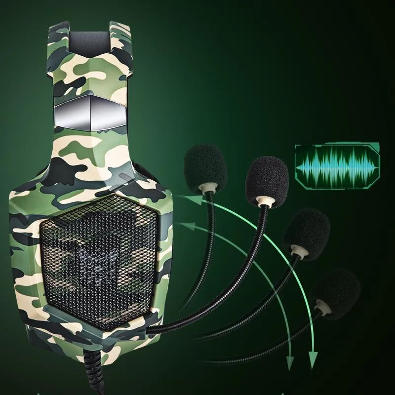 Onikuma K8 Gaming Headset With Mic And Noise Cancelling (Camouflage Green)