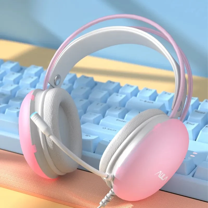 Aula Mountain S505 RGB Wired Gaming Headset With Microphone (Pink)