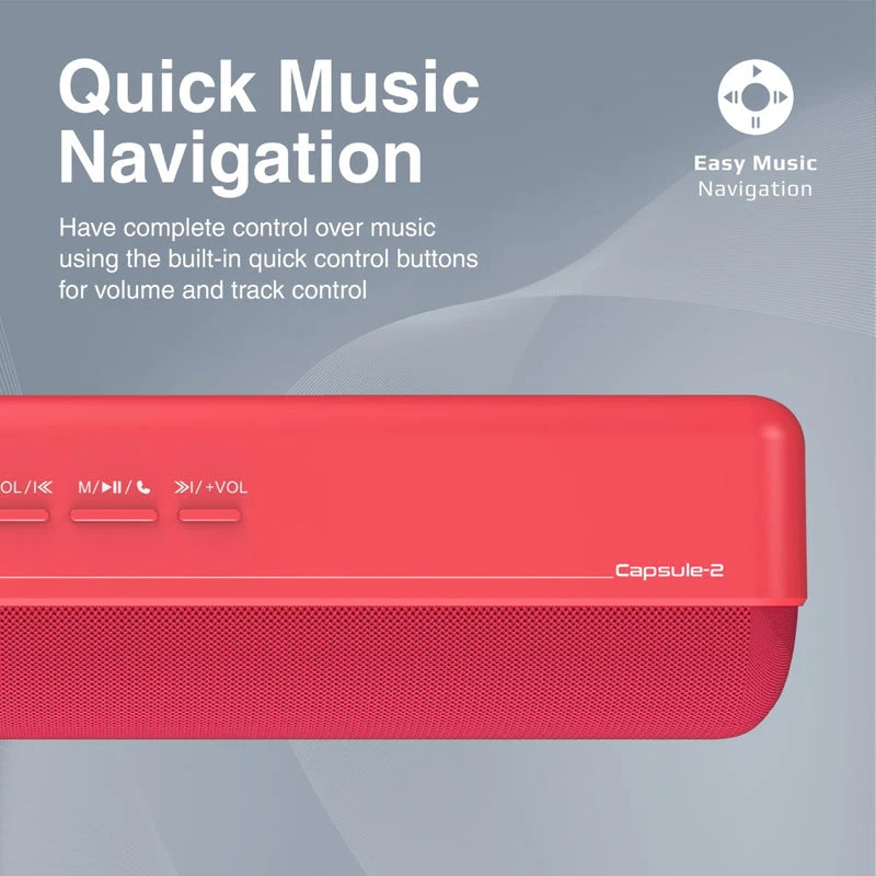 Promate Capsule-2 Crystal Sound HD Wireless Speaker (Red)