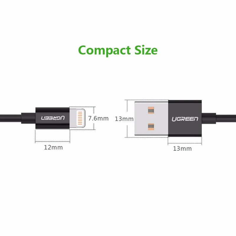 UGreen Lightning To USB 2.0 a Male Cable - 2m (Black) (US155/80823)