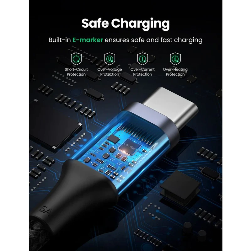 UGreen Type C 2.0 Male To Type C 2.0 Male 5a Data Cable - 2m (Black) (US316/70429)