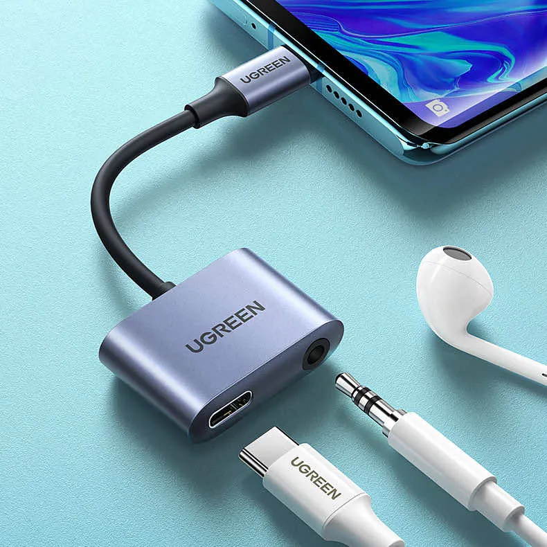 UGreen USB - C To 3.5mm Audio Adapter With Power Supply (Gray) (CM231/60164)