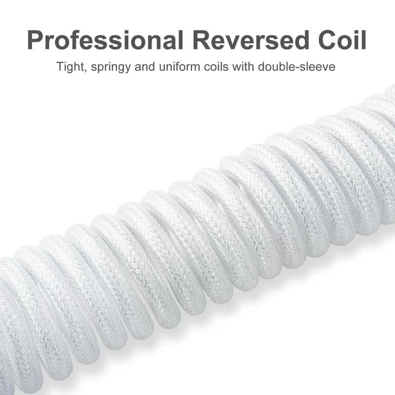 Redragon A115 Coiled USB-C Cable For Gaming Keyboard (White)