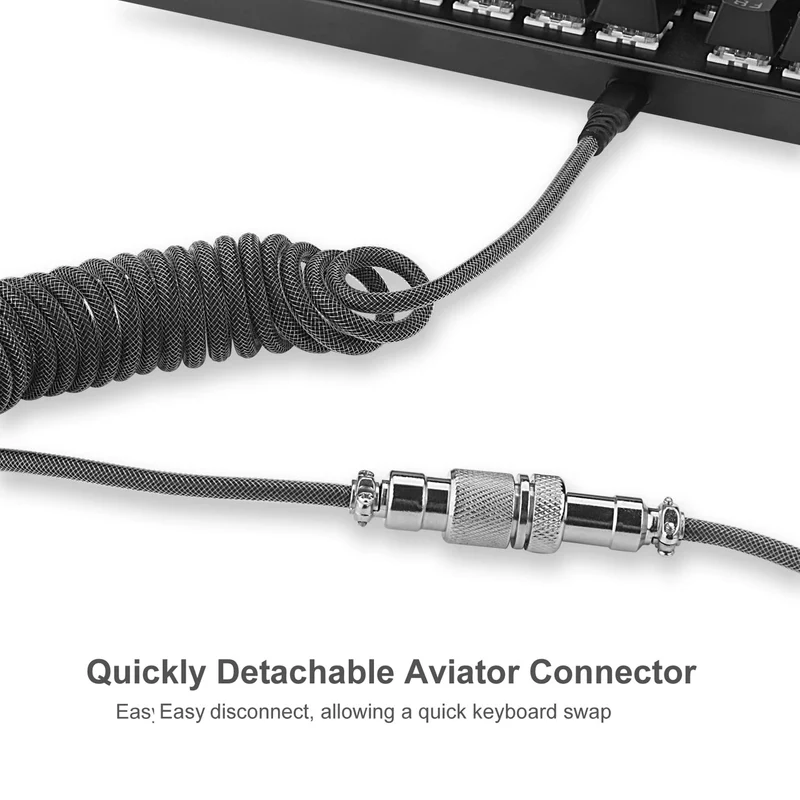 Redragon A115 Coiled USB-C Cable For Gaming Keyboard (Black)