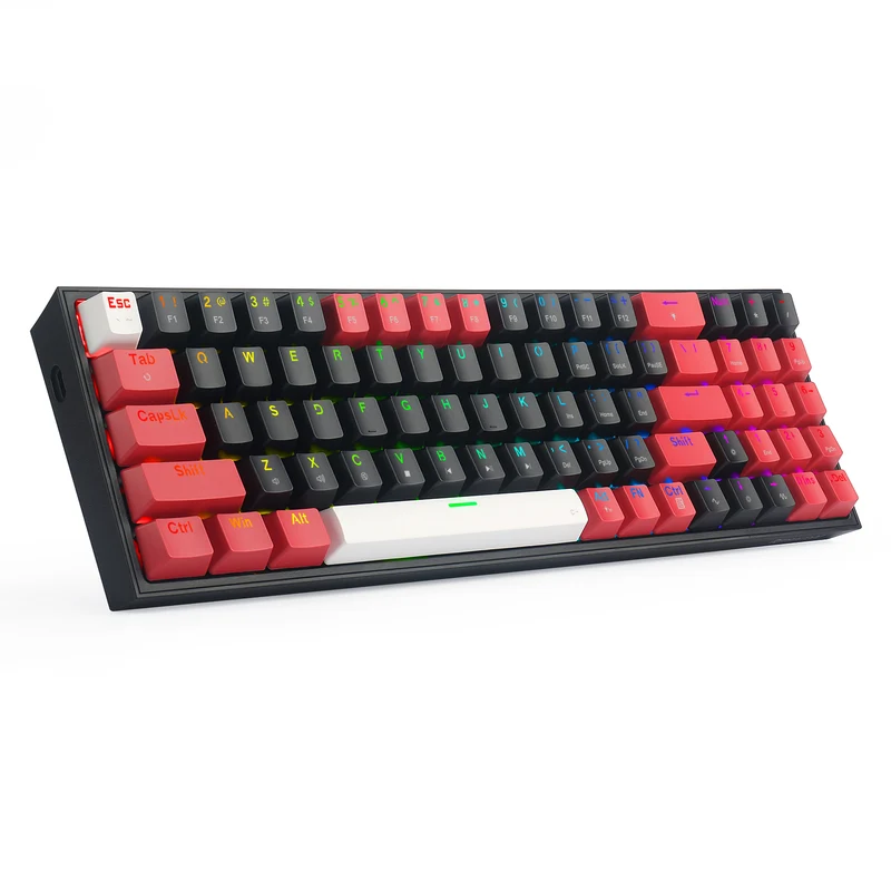 Redragon Pollux 78-Keys Wired Mechanical Gaming Keyboard (Dust-Proof Red Switch) (Black-Red-White) (K628RGB-BRW)