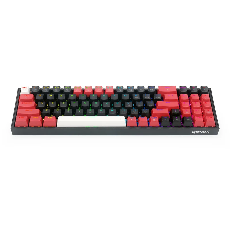Redragon Pollux 78-Keys Wired Mechanical Gaming Keyboard (Dust-Proof Red Switch) (Black-Red-White) (K628RGB-BRW)