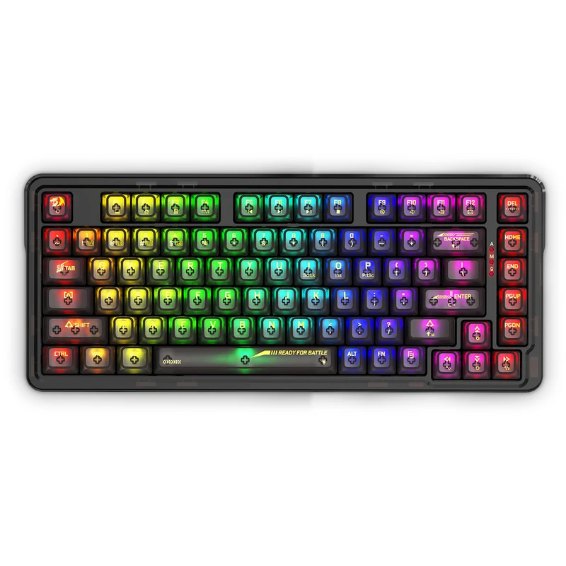 Redragon Elf Pro Wireless Crystal 75% Gasket Hot-Swappable Mechanical Keyboard (Crystal Black) (K649CTB-RGB-Pro)