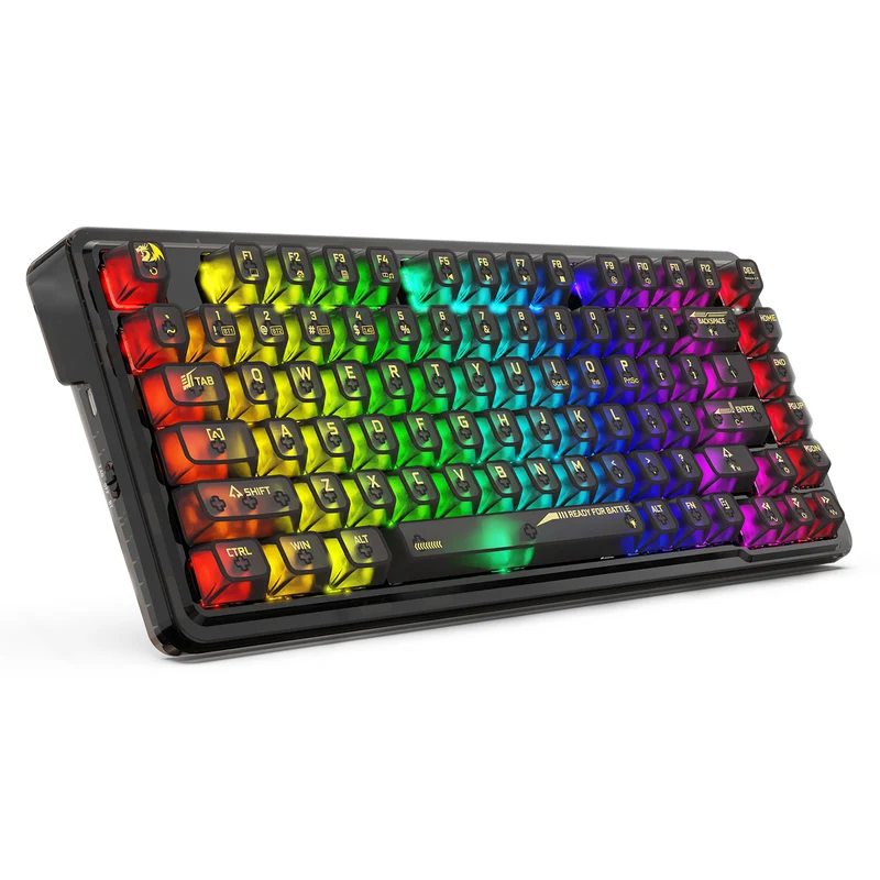 Redragon Elf Pro Wireless Crystal 75% Gasket Hot-Swappable Mechanical Keyboard (Crystal Black) (K649CTB-RGB-Pro)