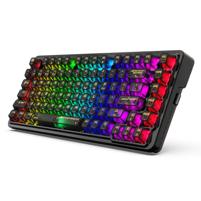 Redragon Elf Pro Wireless Crystal 75% Gasket Hot-Swappable Mechanical Keyboard (Crystal Black) (K649CTB-RGB-Pro)