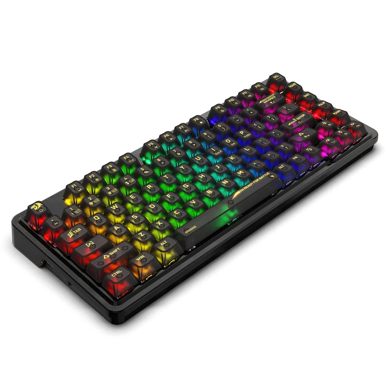 Redragon Elf Pro Wireless Crystal 75% Gasket Hot-Swappable Mechanical Keyboard (Crystal Black) (K649CTB-RGB-Pro)