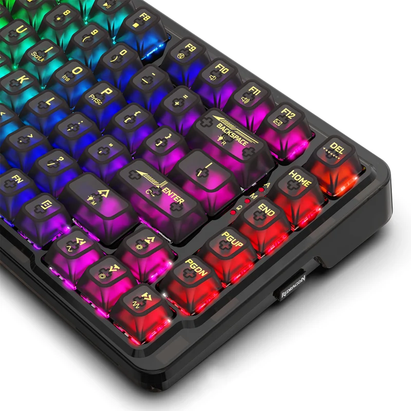 Redragon Elf Pro Wireless Crystal 75% Gasket Hot-Swappable Mechanical Keyboard (Crystal Black) (K649CTB-RGB-Pro)