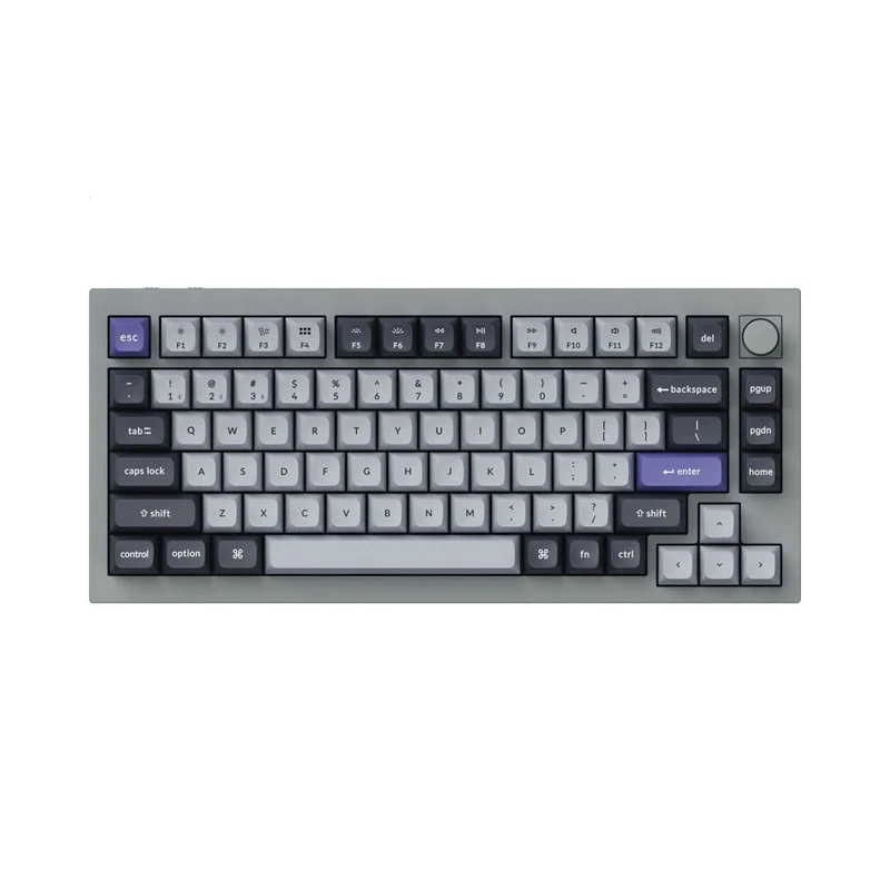 Keychron Q1 Pro QMK/Via Knob Version Hot-Swappable RGB Backlight Wireless Mechanical Keyboard - Silver Grey (K Pro Red Switch) (Q1P-N1)