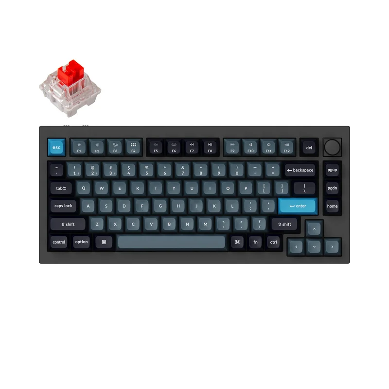 Keychron Q1 Pro QMK/Via Knob Version Hot-Swappable RGB Backlight Wireless Mechanical Keyboard - Carbon Black (K Pro Red Switch) (Q1P-M1)