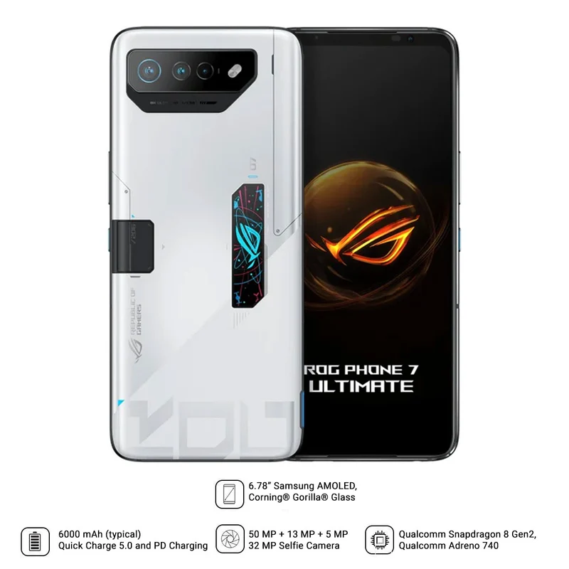 Asus ROG Phone 7 Ultimate 16GB+512GB Android 13 Snapdragon 8 Gen2 5G 6.78" FHD+ Gaming Mobile (Storm White) (AI2205-D-5D043WW)