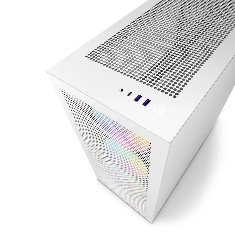 NZXT H7 Flow Mid-Tower Airflow Case With RGB Fans (Matte White) (CM-H71FW-R1)