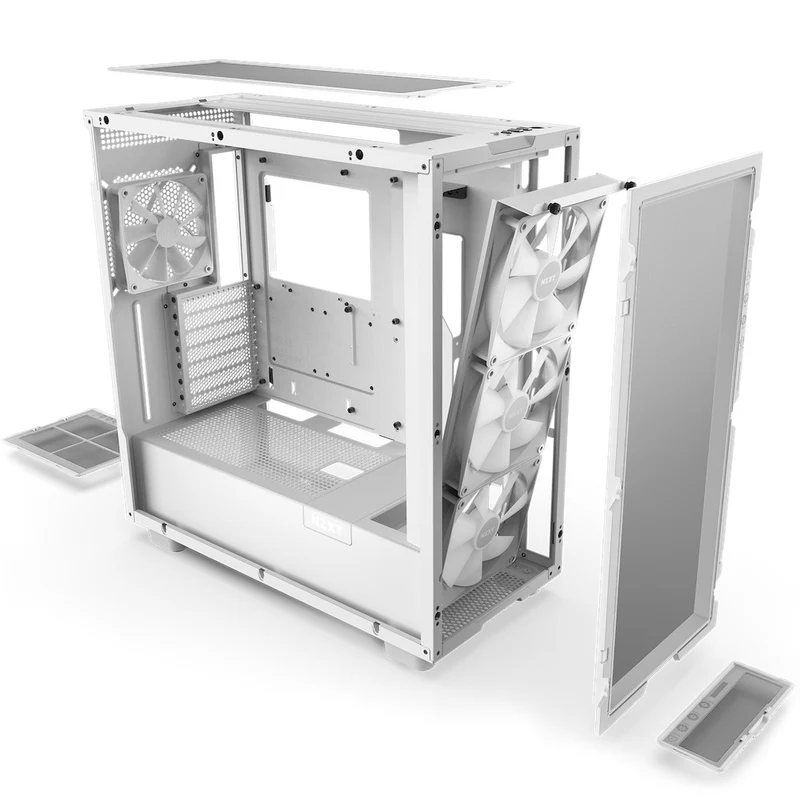 NZXT H7 Flow Mid-Tower Airflow Case With RGB Fans (Matte White) (CM-H71FW-R1)