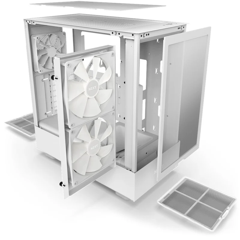NZXT H5 Flow Compact Mid-Tower Airflow Case With RGB Fans (Matte White) (CC-H51FW-R1)