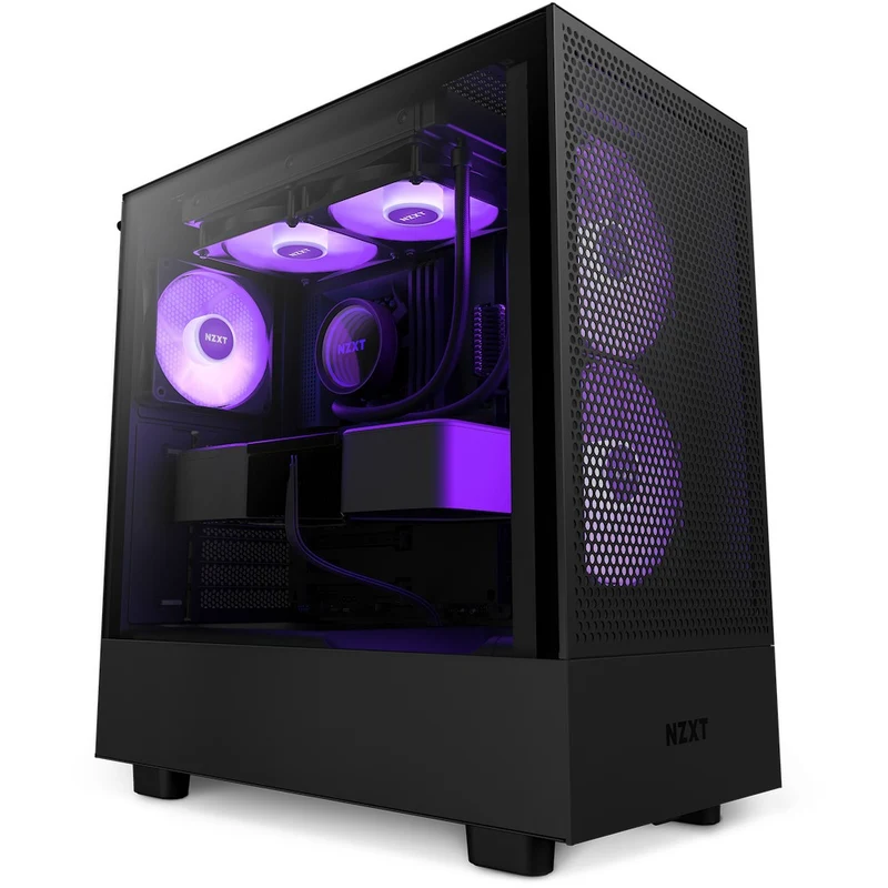 NZXT H5 Flow Compact Mid-Tower Airflow Case With RGB Fans (Matte Black) (CC-H51FB-R1)