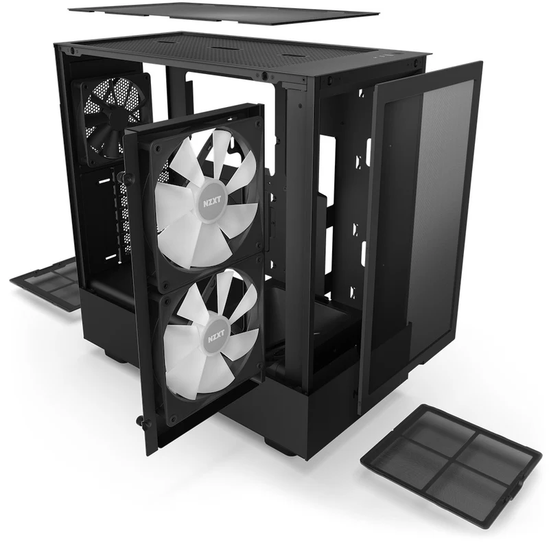 NZXT H5 Flow Compact Mid-Tower Airflow Case With RGB Fans (Matte Black) (CC-H51FB-R1)