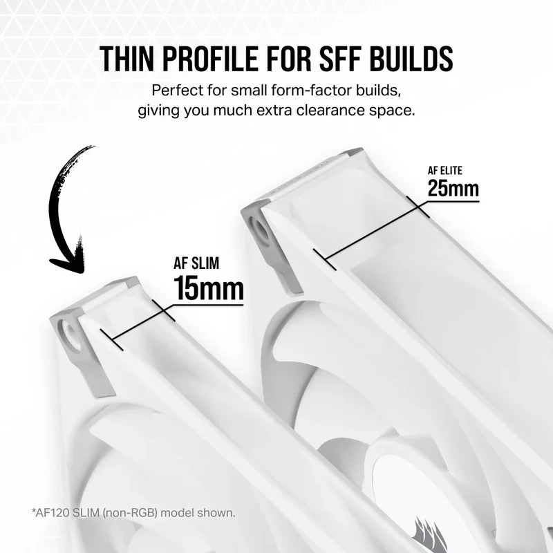 Corsair iCUE AF120 RGB Slim 120MM PWM Fluid Dynamic Bearing Fan (White) (Single Pack)
