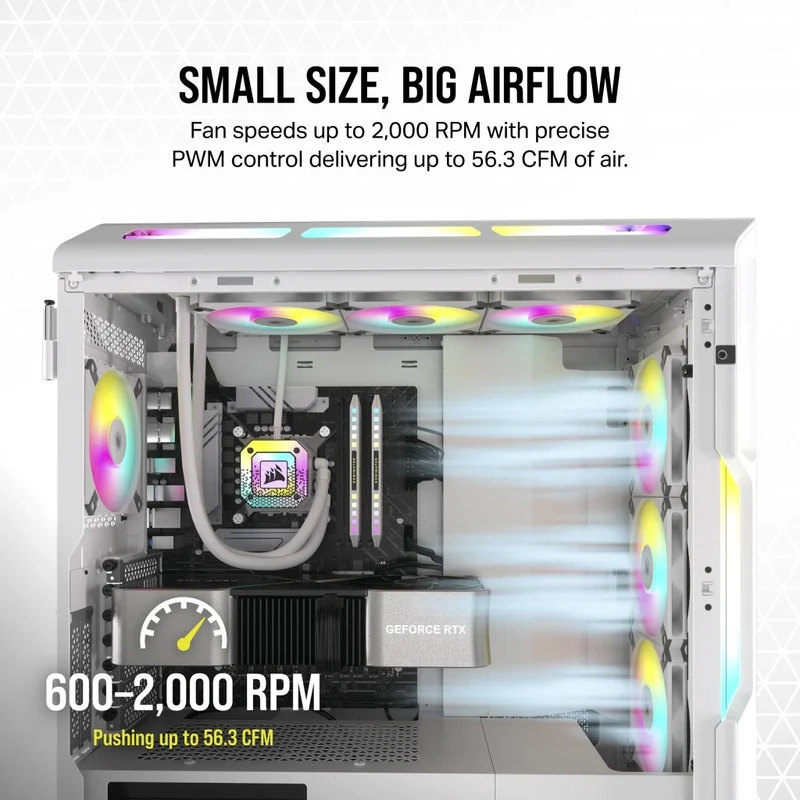Corsair iCUE AF120 RGB Slim 120MM PWM Fluid Dynamic Bearing Fan (White) (Single Pack)