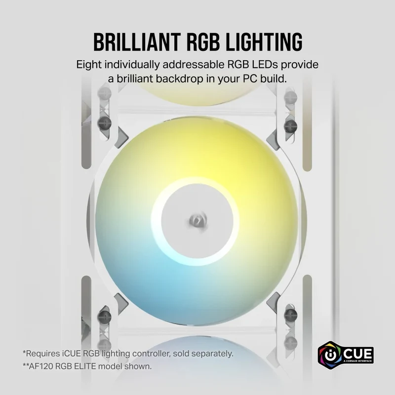 Corsair iCUE AF120 RGB Slim 120MM PWM Fluid Dynamic Bearing Fan (White) (Single Pack)