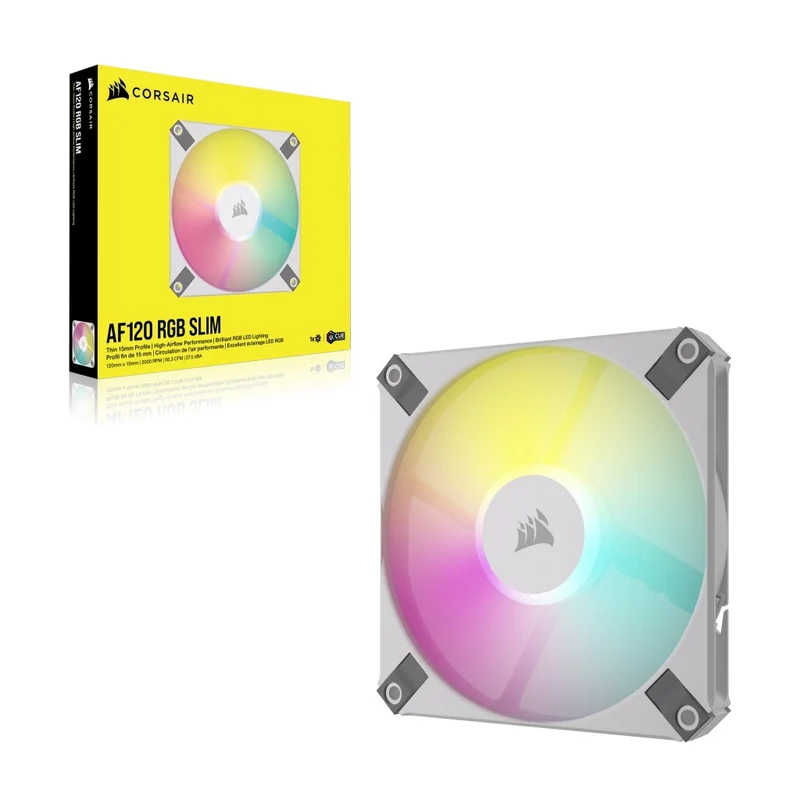 Corsair iCUE AF120 RGB Slim 120MM PWM Fluid Dynamic Bearing Fan (White) (Single Pack)