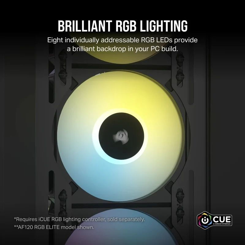 Corsair iCUE AF120 RGB Slim 120MM PWM Fluid Dynamic Bearing Fan (Black) (Single Pack)