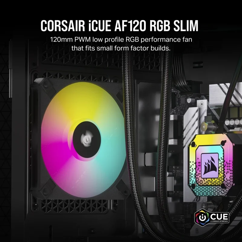 Corsair iCUE AF120 RGB Slim 120MM PWM Fluid Dynamic Bearing Fan (Black) (Single Pack)