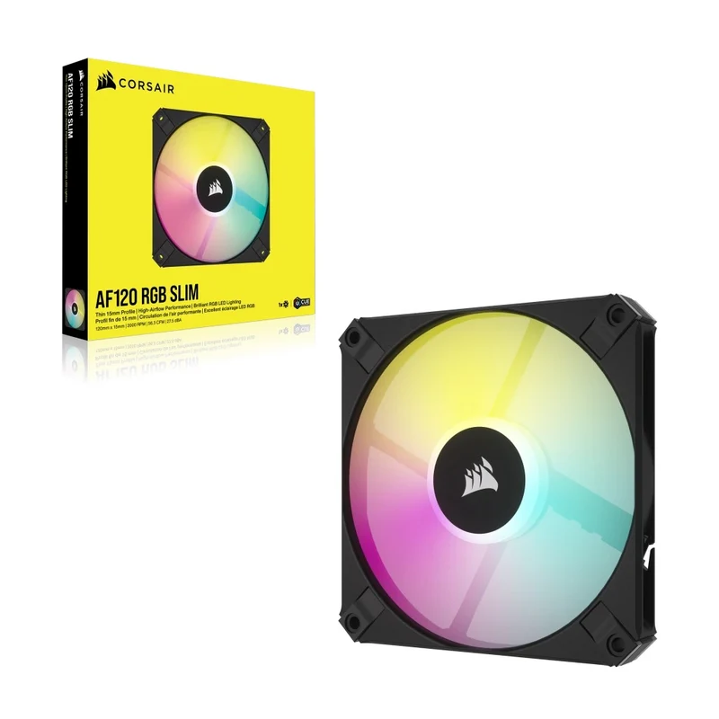 Corsair iCUE AF120 RGB Slim 120MM PWM Fluid Dynamic Bearing Fan (Black) (Single Pack)