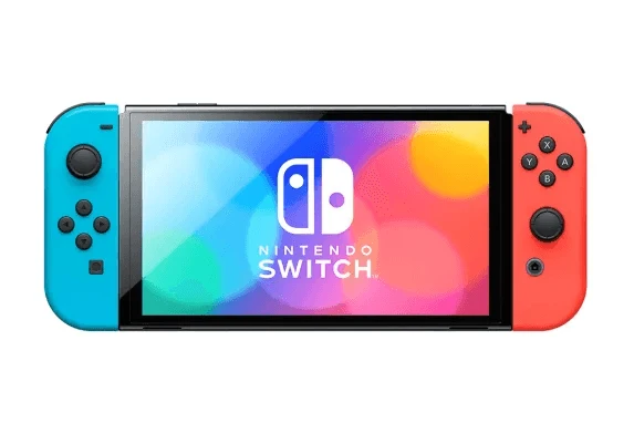 Nintendo Switch Console With Red/Blue Joycon (OLED Model) Standalone + NSW Dobe Glass Film For N-S Oled (TNS-1156) Bundle