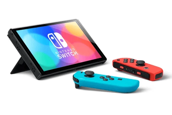 Nintendo Switch Console With Red/Blue Joycon (OLED Model) Standalone + NSW Dobe Glass Film For N-S Oled (TNS-1156) Bundle