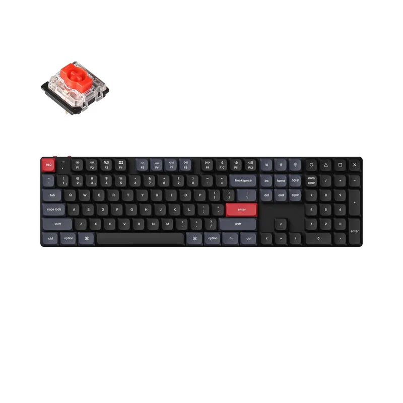 Keychron K5 Pro QMK/Via RGB Backlight Low Profile Gateron Wireless Mechanical Keyboard - Black (Red Switch) (K5P-B1)