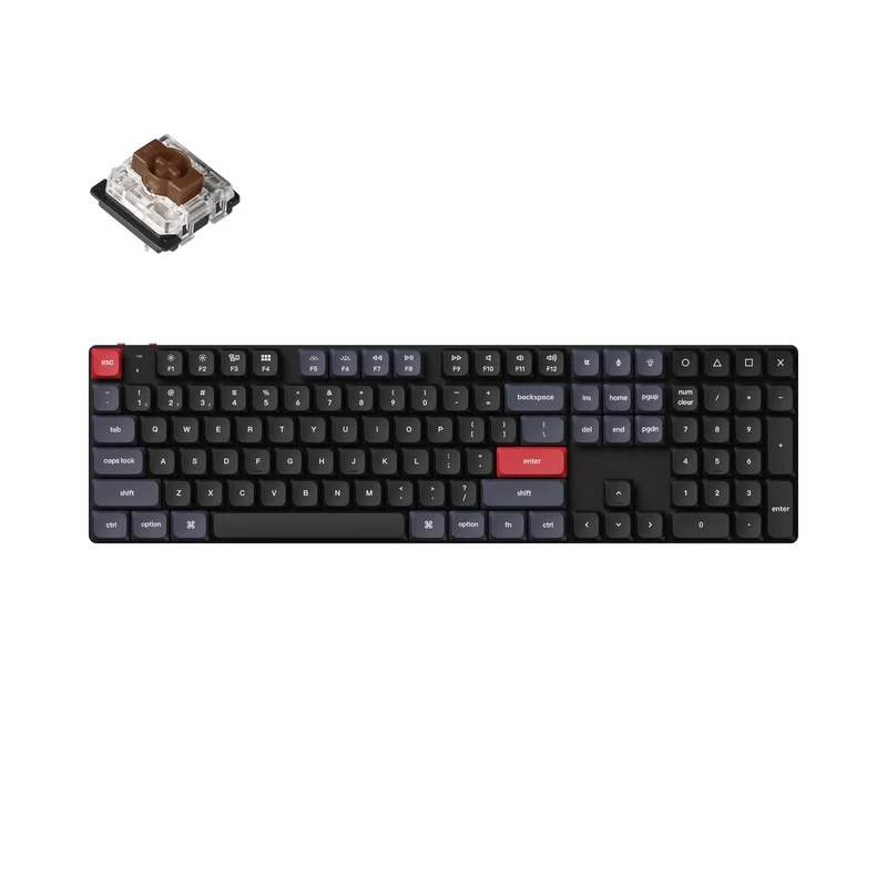 Keychron K5 Pro QMK/Via RGB Backlight Low Profile Gateron Wireless Mechanical Keyboard - Black (Brown Switch) (K5P-B3)