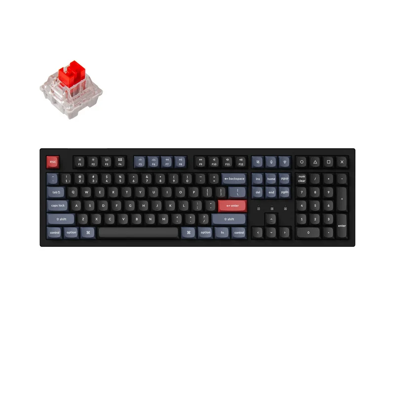Keychron K10 Pro QMK/Via Hot-Swappable White Backlight Wireless Mechanical Keyboard - Black (K Pro Red Switch) (K10P-G1)