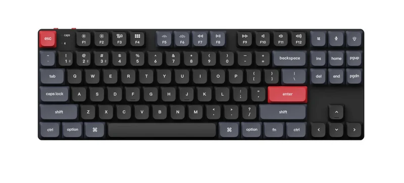 Keychron K1 Pro QMK/Via White Backlight Low Profile Gateron Wireless Mechanical Keyboard - Black (Brown Switch) (K1P-A3)