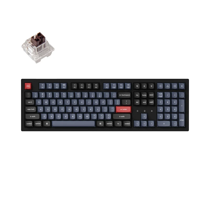 Keychron K10 Pro QMK/Via Hot-Swappable RGB Backlight Wireless Mechanical Keyboard - Black (K Pro Brown Switch) (K10P-H3)