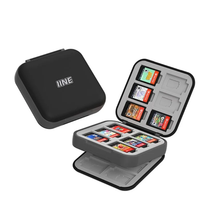 IINE NSW Game Card Case 12+12 Magnetic (Black) (L724)