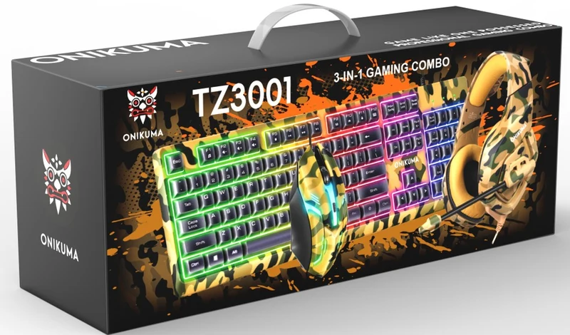 Onikuma TZ3001 3-in-1 RGB Wired Keyboard/ Mouse/ Headset Gaming Combo (Camo Yellow)