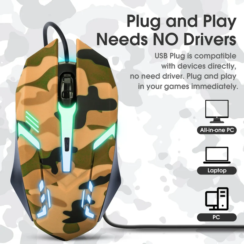 Onikuma TZ3001 3-in-1 RGB Wired Keyboard/ Mouse/ Headset Gaming Combo (Camo Yellow)