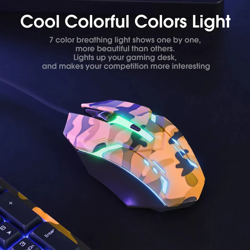 Onikuma TZ3001 3-in-1 RGB Wired Keyboard/ Mouse/ Headset Gaming Combo (Camo Yellow)