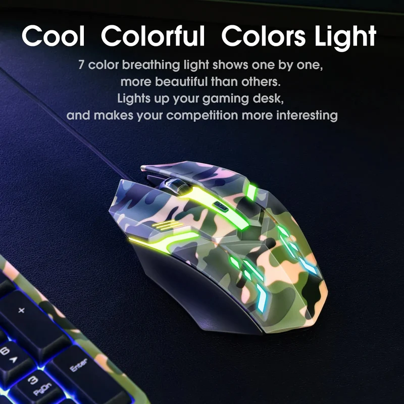 Onikuma TZ3003 3-in-1 RGB Wired Keyboard/ Mouse/ Headset Gaming Combo (Camo Green)