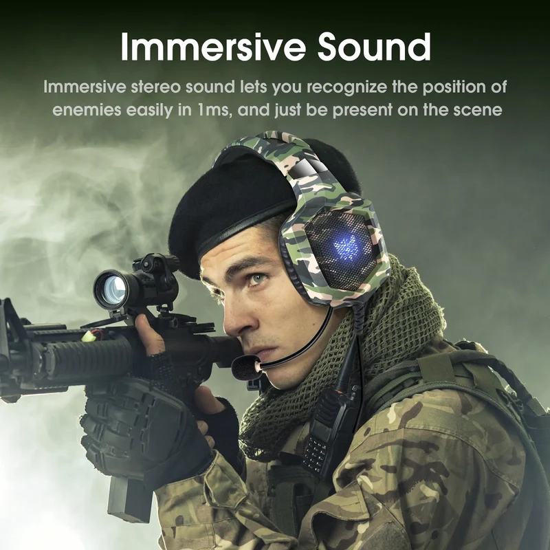Onikuma TZ3003 3-in-1 RGB Wired Keyboard/ Mouse/ Headset Gaming Combo (Camo Green)