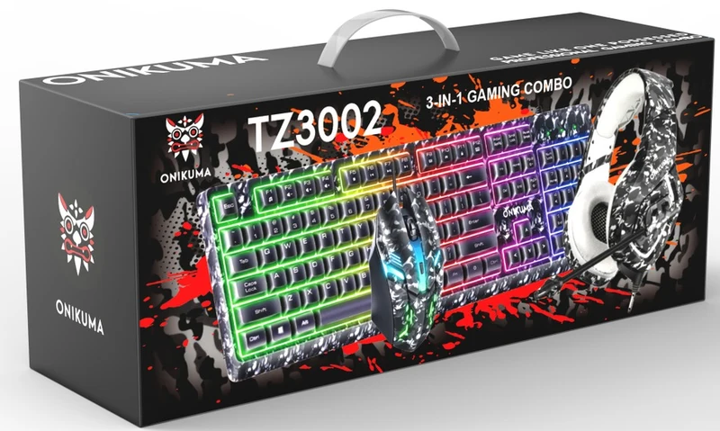 Onikuma TZ3002 3-in-1 RGB Wired Keyboard/ Mouse/ Headset Gaming Combo (Camo Grey)