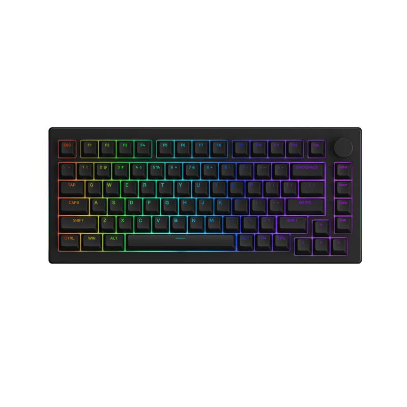 Akko 5075S Shine-Through RGB Hot-Swappable Mechanical Keyboard Black (Gateron Yellow-Lubed)
