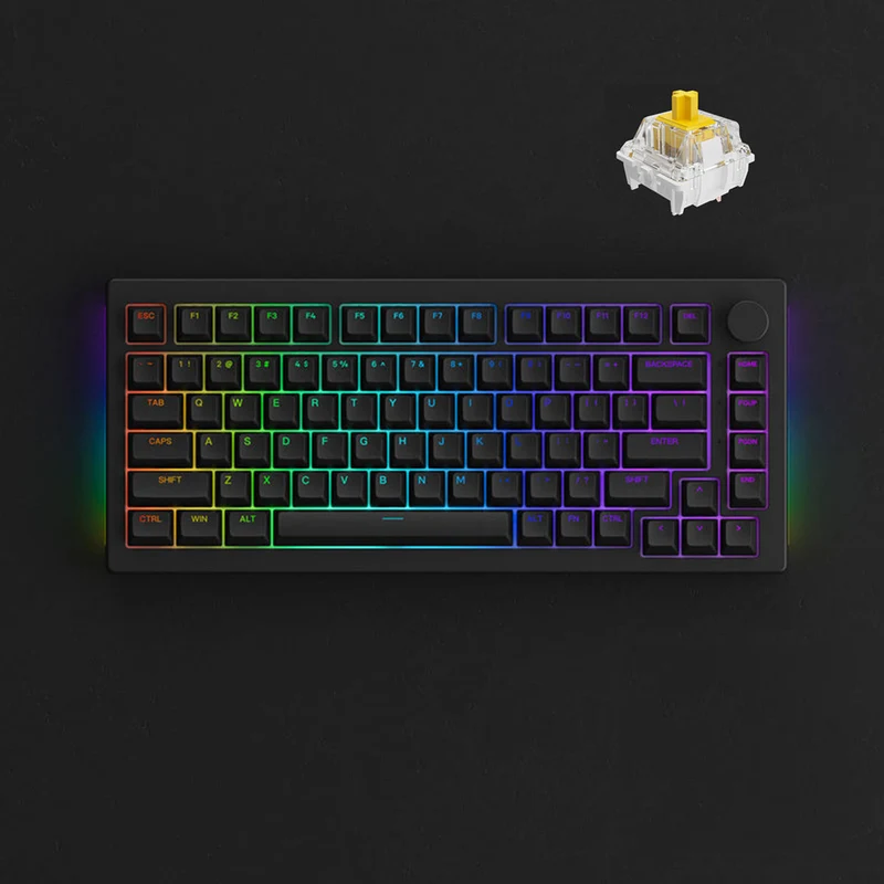 Akko 5075S Shine-Through RGB Hot-Swappable Mechanical Keyboard Black (Gateron Yellow-Lubed)