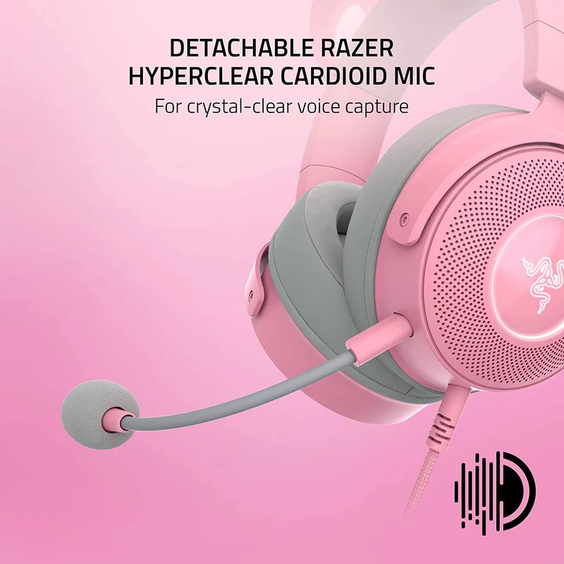 Razer Kraken Kitty V2 Pro Wired RGB Headset With Interchangeable Ears (Quartz)