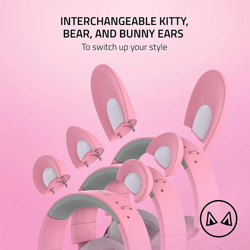 Razer Kraken Kitty V2 Pro Wired RGB Headset With Interchangeable Ears (Quartz)